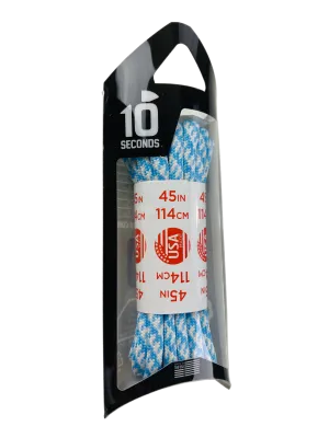 10 Seconds ® Athletic Jumbo Round Laces | Carolina Blue/Ivory Houndstooth