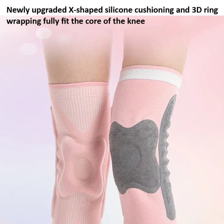 1pair Sports Knee Brace Meniscus Injury Silicone Knee Joint Protective Cover, Size: XL(Light Purple)