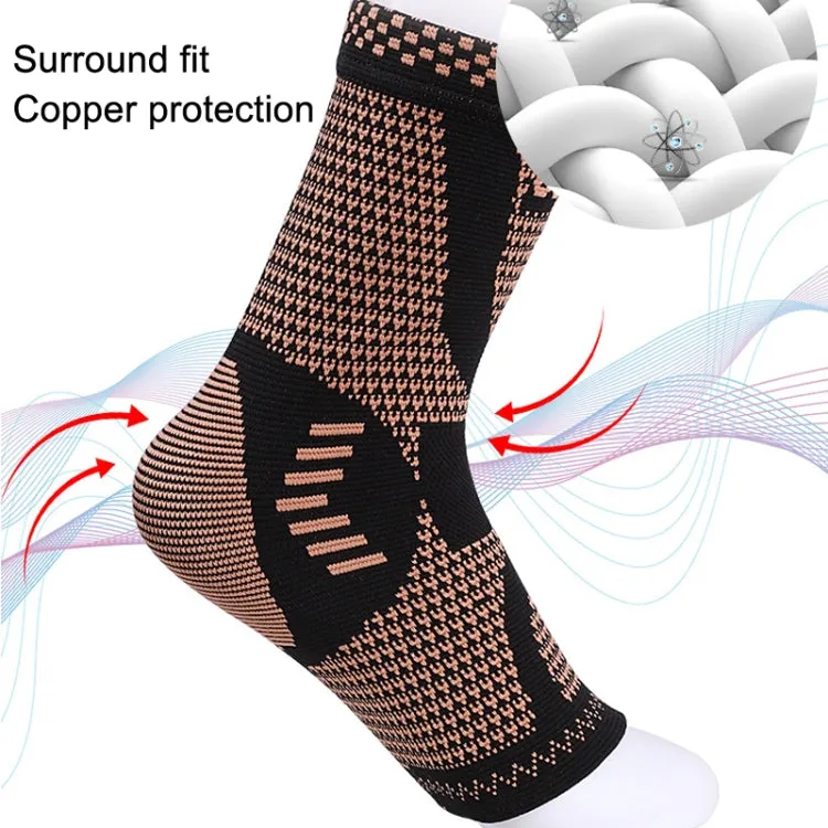 2pcs Copper Fiber Sports Ankle Pads Nylon Knitted Breathable Protective Gear(Black Orange XL)