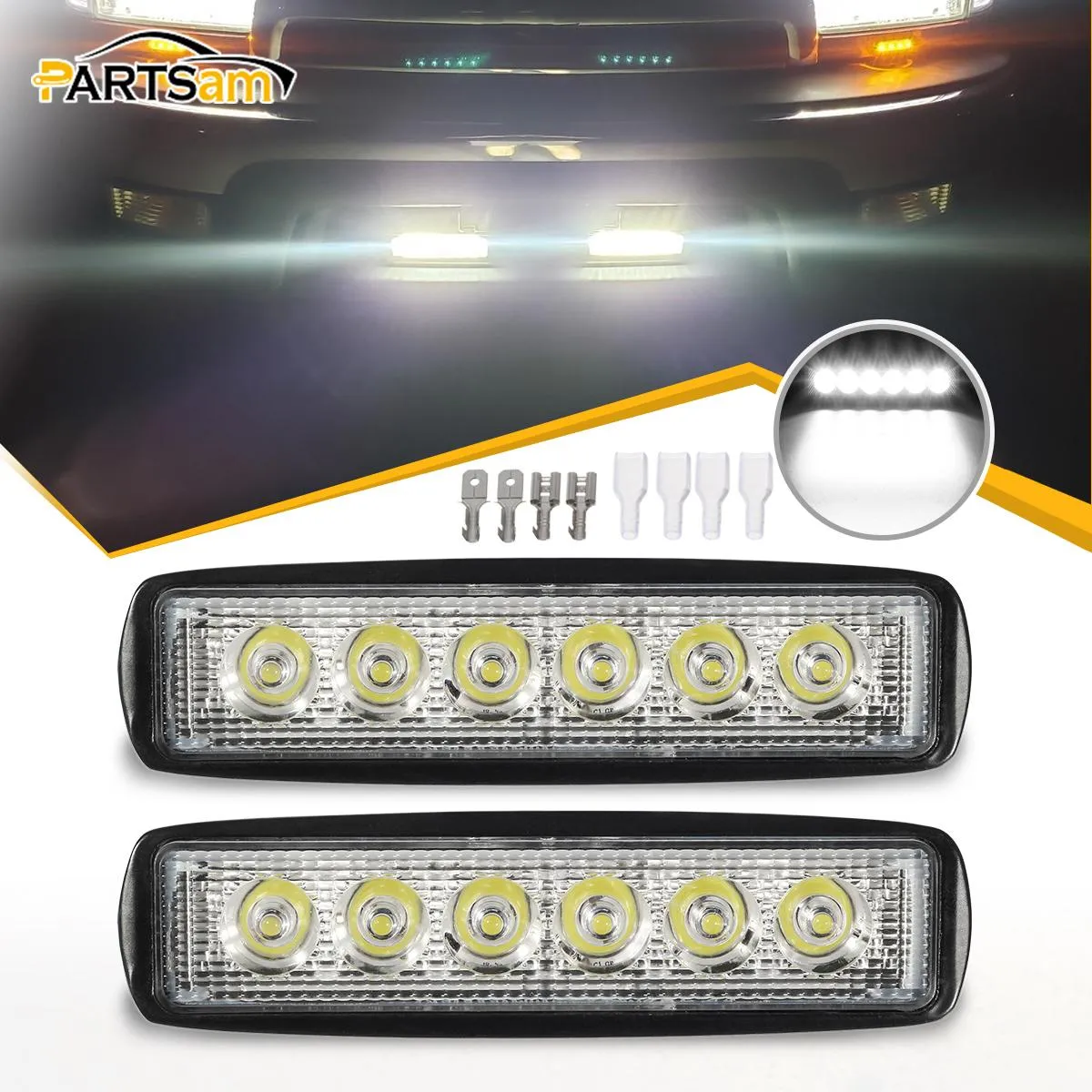 4PCS 6" LED Light Bar 72W 6500K Super Bright Led Waterproof Boat Spot Marine Deck Light / Off Road Light Fog Light SUV ATV 4WD Car Truck Golf Cart IP67