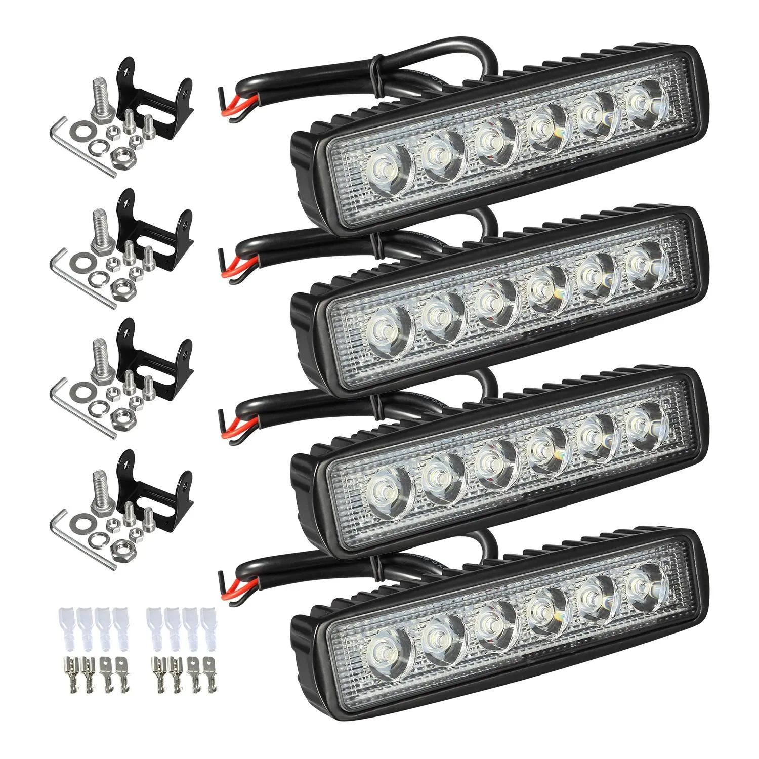 4PCS 6" LED Light Bar 72W 6500K Super Bright Led Waterproof Boat Spot Marine Deck Light / Off Road Light Fog Light SUV ATV 4WD Car Truck Golf Cart IP67