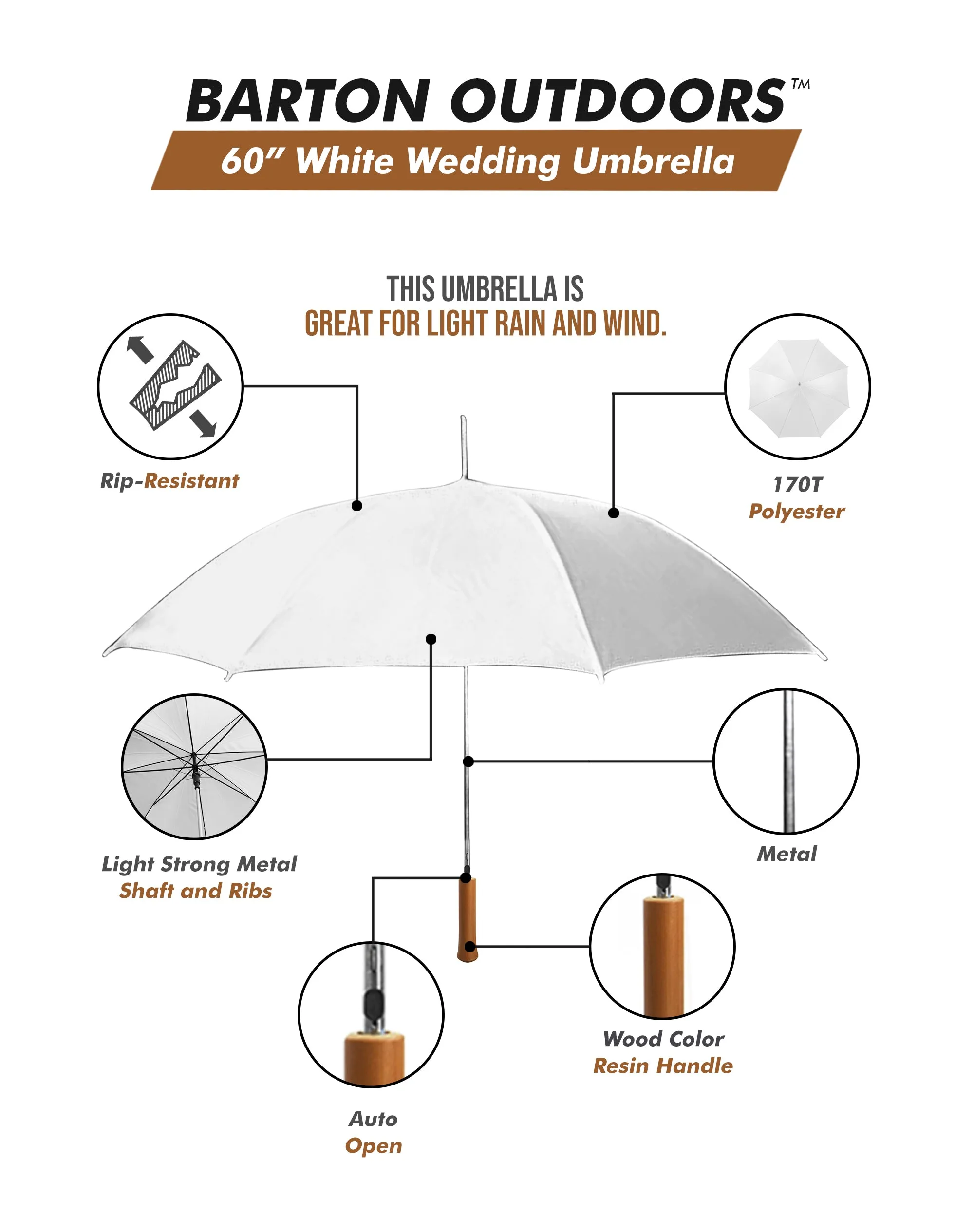 60" White Wedding Umbrellas