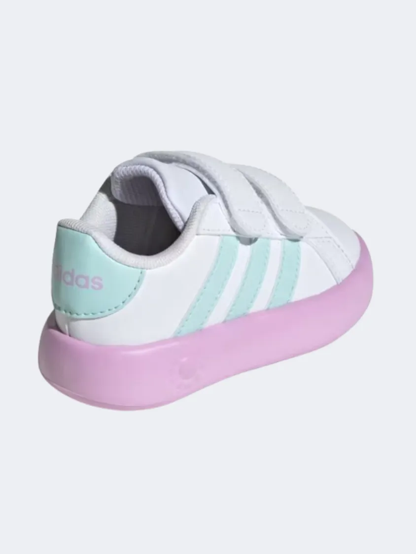 Adidas Grand Court 2 Infant Girls Sportswear Shoes White/Aqua/Lilac