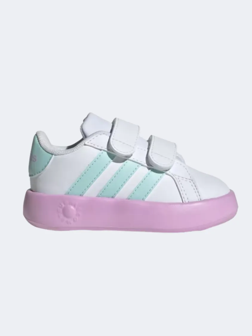 Adidas Grand Court 2 Infant Girls Sportswear Shoes White/Aqua/Lilac