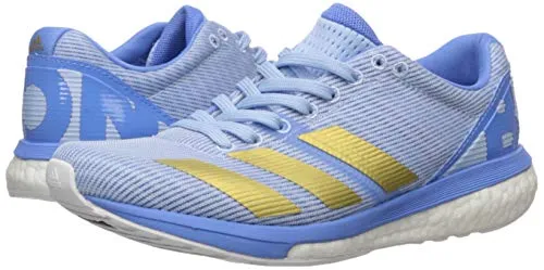 adidas Women's Adizero Boston 8 Running Shoe, Glow Blue/Gold Metallic/Real Blue, 6 M US