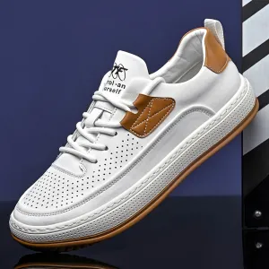 Advbridge Fashion Sneakers for Men  New Breathable Skateboarding Shoes Casual Leather Mens Summer Sports Shoes White Sneakers for Men