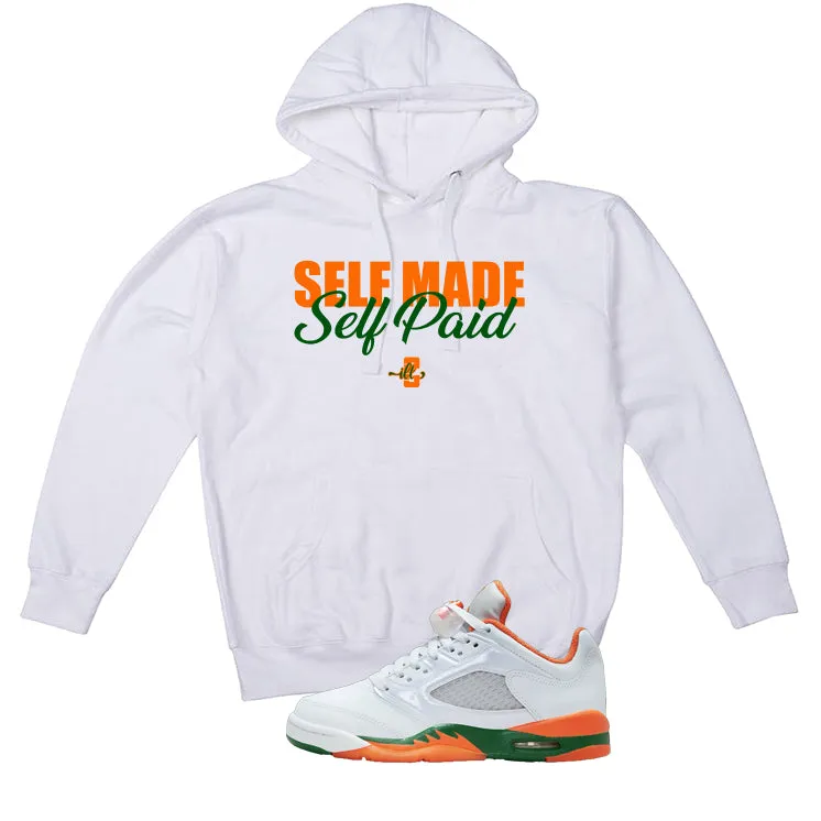 Air Jordan 5 GS Miami Hurricanes White T-Shirt (Self Made Self Paid)| illcurrency