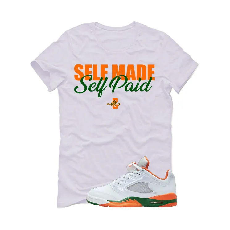 Air Jordan 5 GS Miami Hurricanes White T-Shirt (Self Made Self Paid)| illcurrency