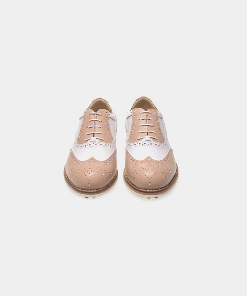 ALL CLASSIC Golf Noble Wingtip Classic Golf Shoes - Beige