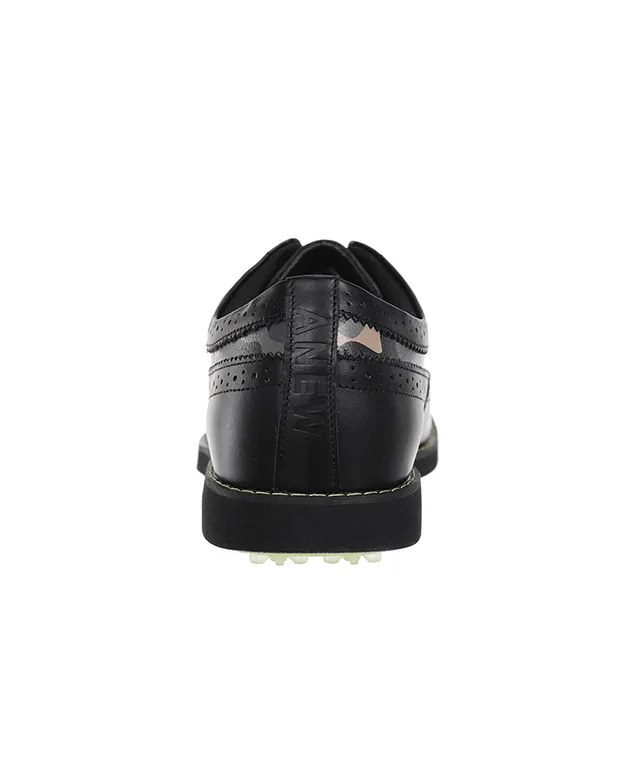 ANew Golf: Men's Camo Wingtip Brogue Shoes - Black