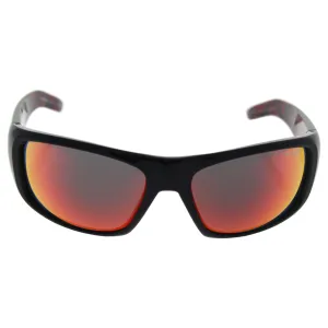 Arnette Men's AN4182 Hot Shot Rectangular Wrap Sunglasses, Gloss Black/Red Mirror, 62 mm