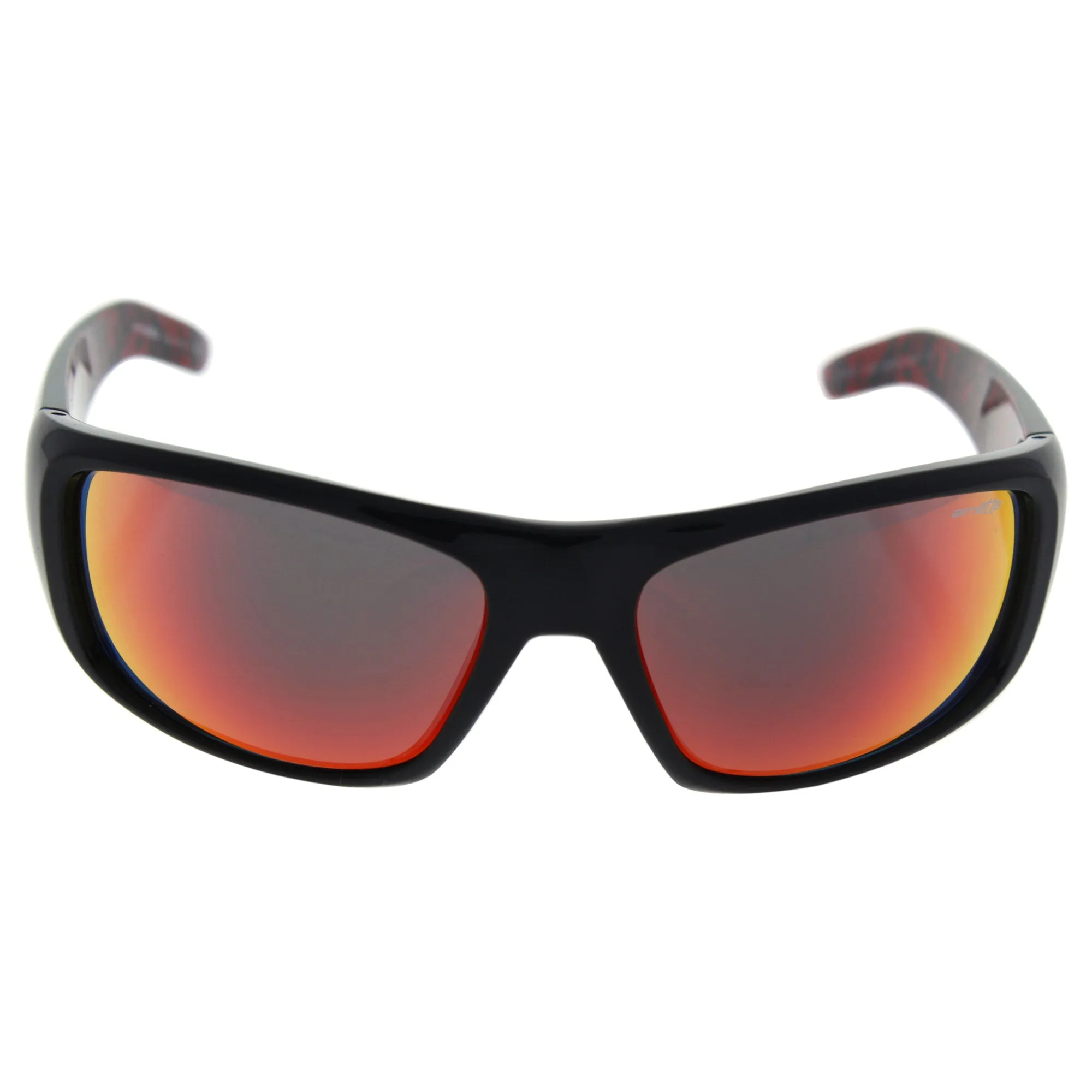 Arnette Men's AN4182 Hot Shot Rectangular Wrap Sunglasses, Gloss Black/Red Mirror, 62 mm