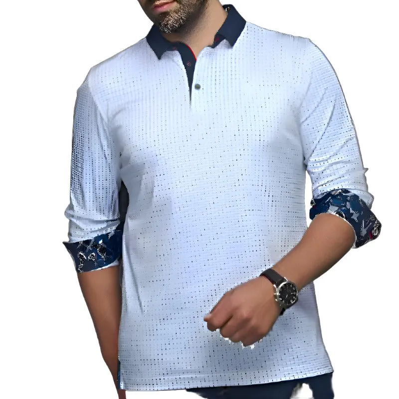 Au Noir Men's Patronn L/S Polo - White/Navy