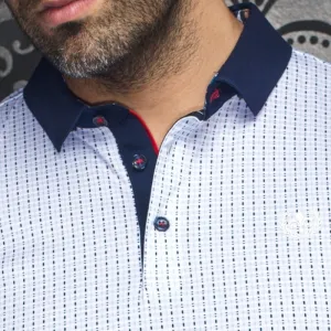 Au Noir Men's Patronn L/S Polo - White/Navy