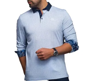 Au Noir Men's Primo L/S Polo - White/Blue