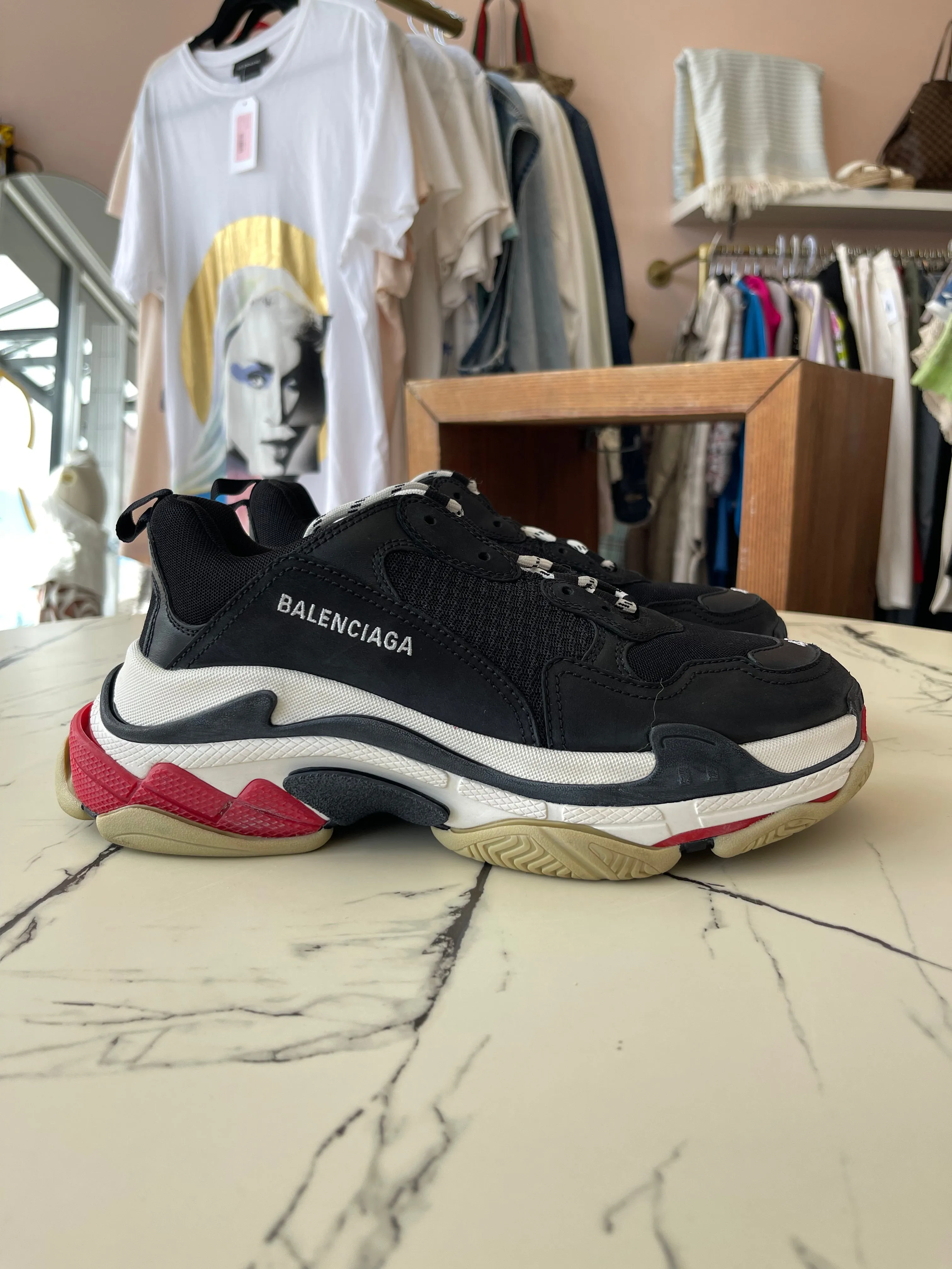 Balenciaga Triple S Sneaker 'Black Red' 2018 Size 42