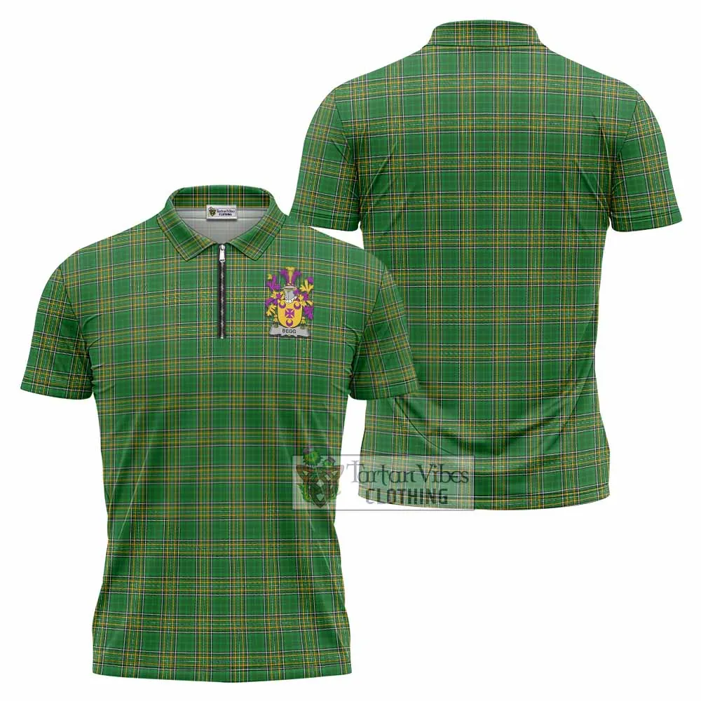 Begg Irish Clan Tartan Zipper Polo Shirt with Coat of Arms