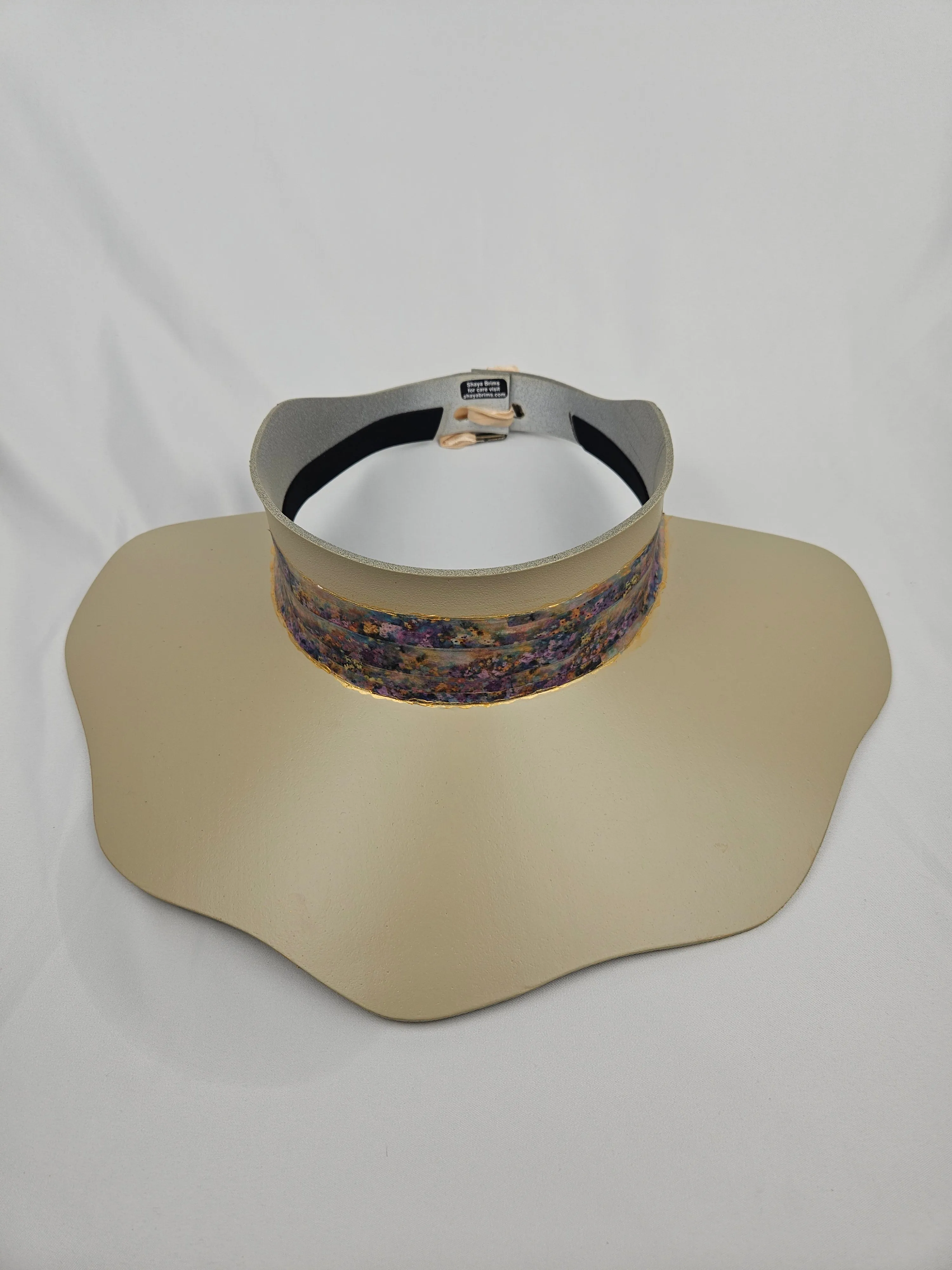 Beige Lotus Visor Hat with Multi-Color Monet Style Band