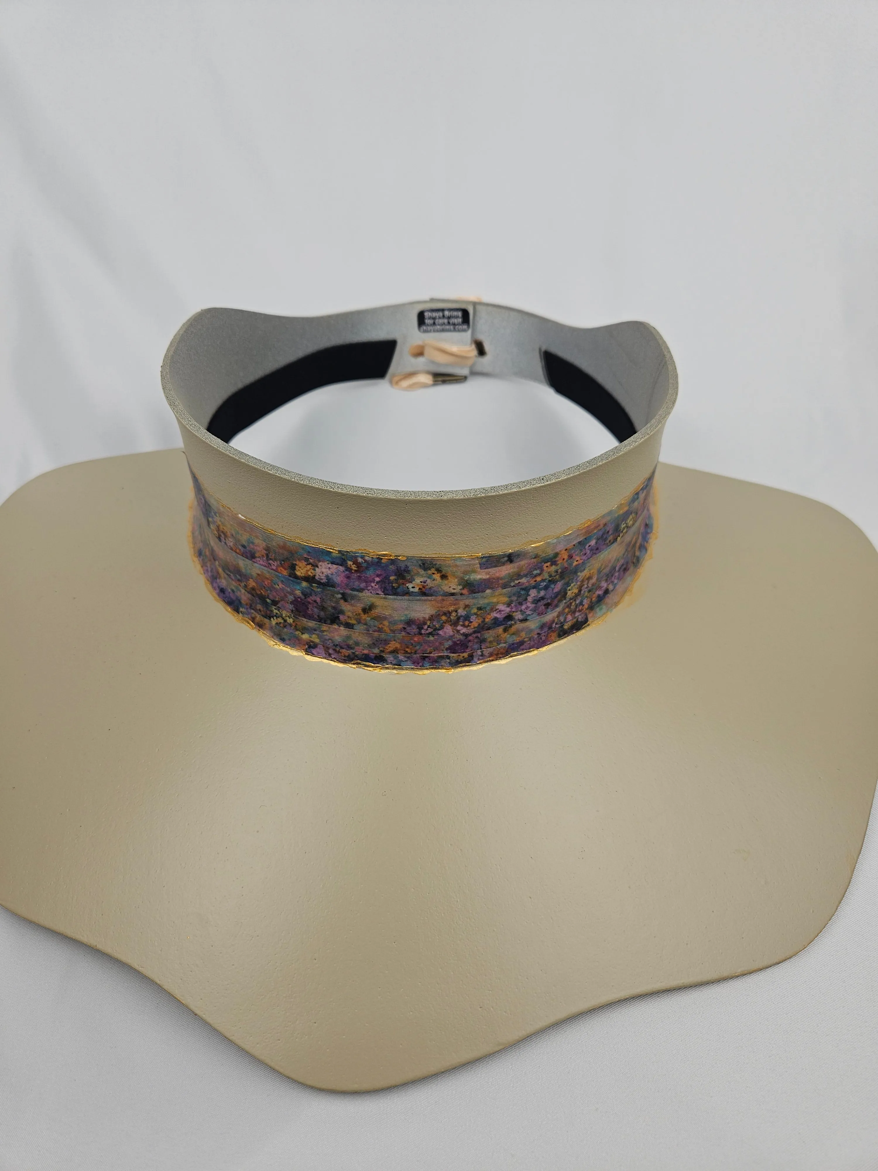 Beige Lotus Visor Hat with Multi-Color Monet Style Band