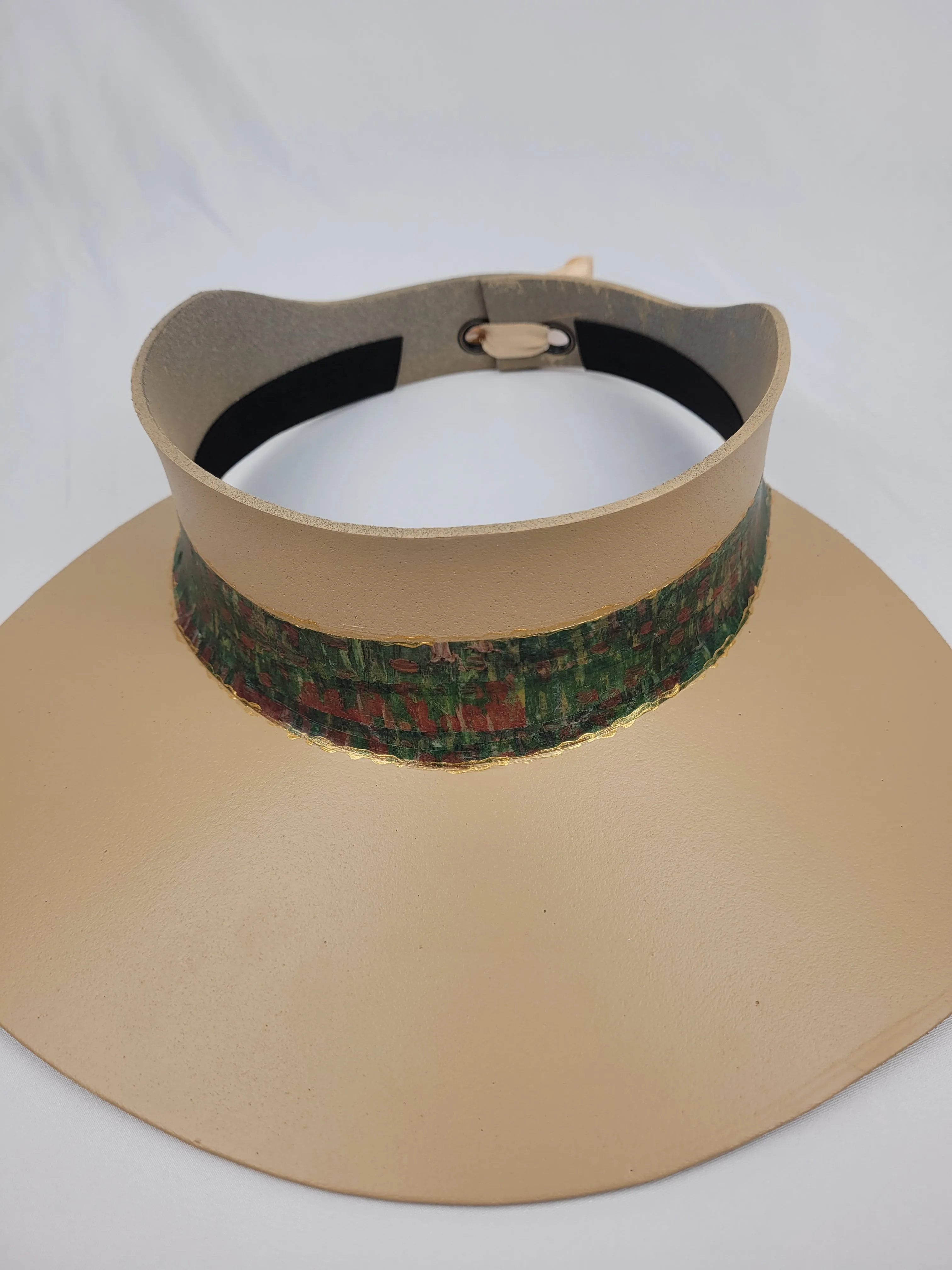 Beige "LadyEVA" Visor Hat with Green Monet Inspired Band