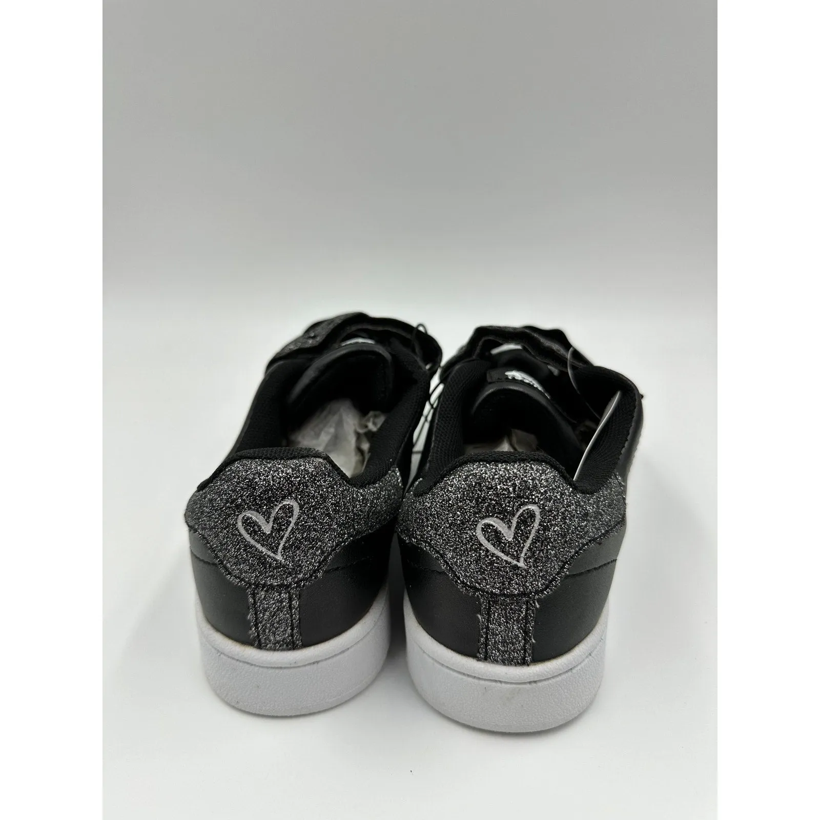 Big Kid/Youth Size 4, Black Sneakers w/ Toe Cap and Straps w/ Some Heart Details