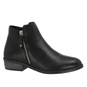 BLACK LEATHER DOULBLE ZIPPER BOOT