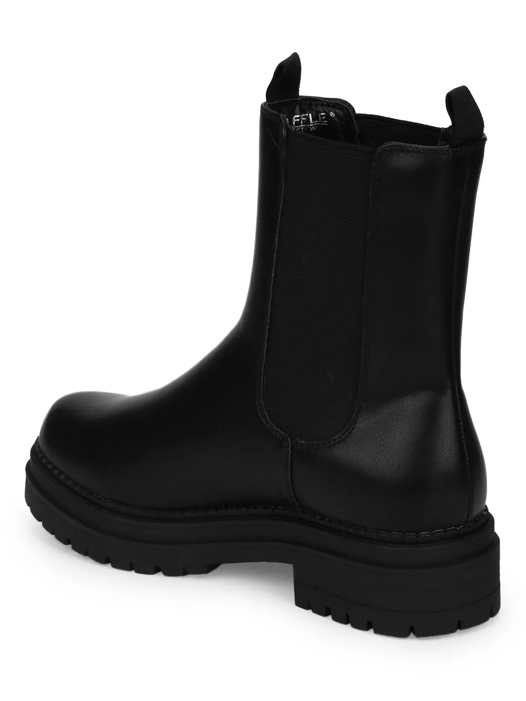 Black PU Slip On Ankle Boots (LISA4)