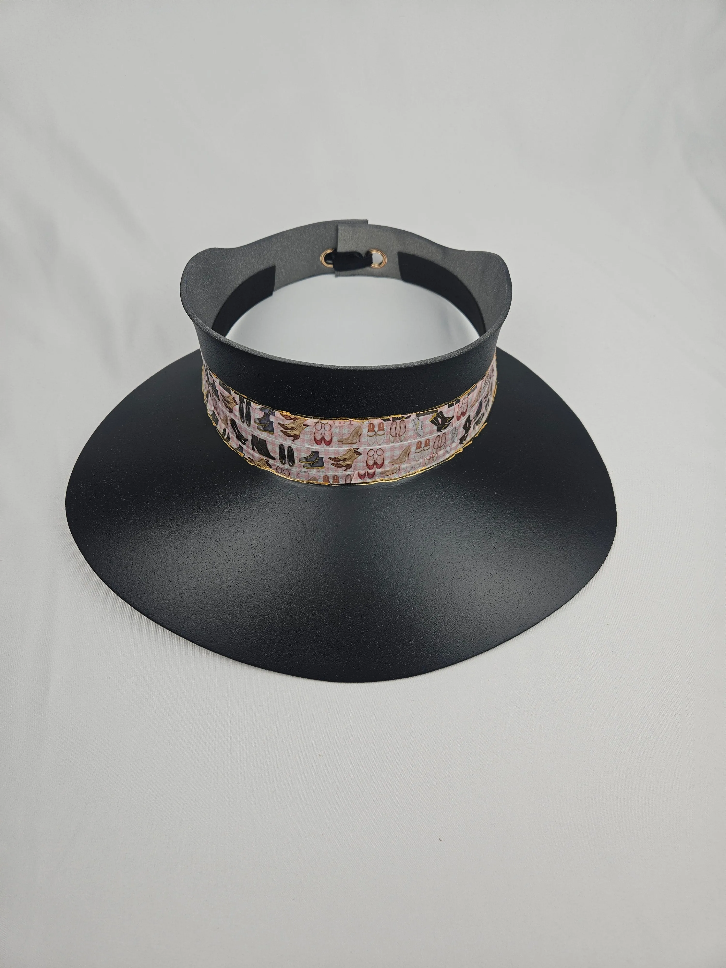 Black "LadyEVA" Visor Hat with Cute Shoe Themed Band