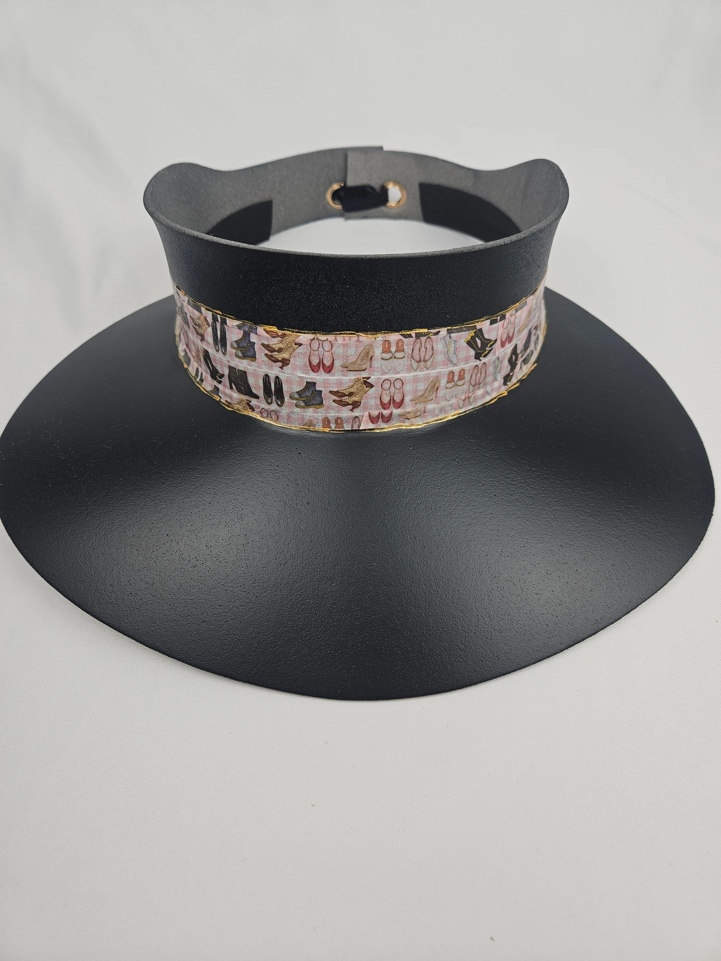 Black "LadyEVA" Visor Hat with Cute Shoe Themed Band