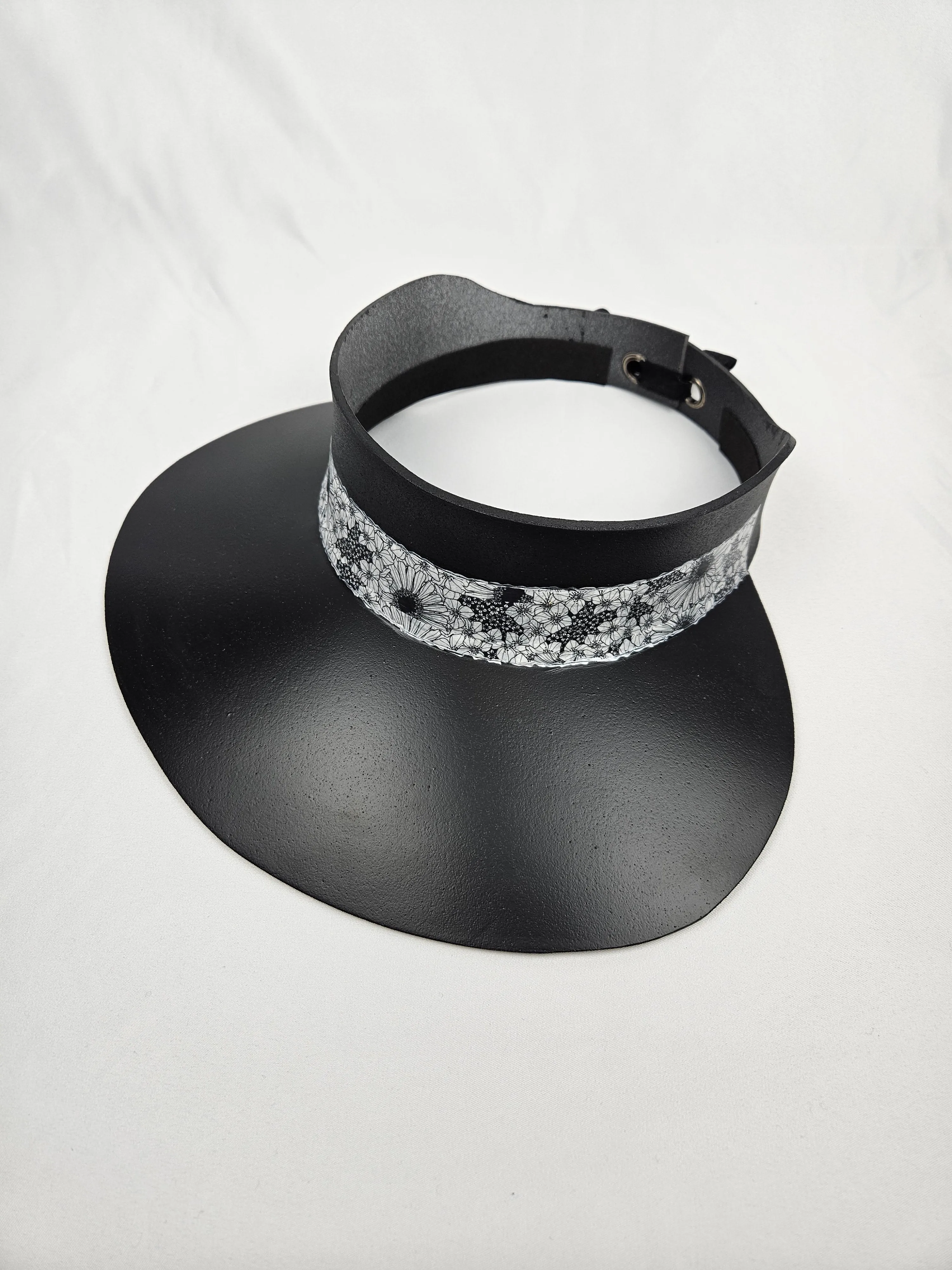 Black "LadyEVA" Visor Hat with Floral Band