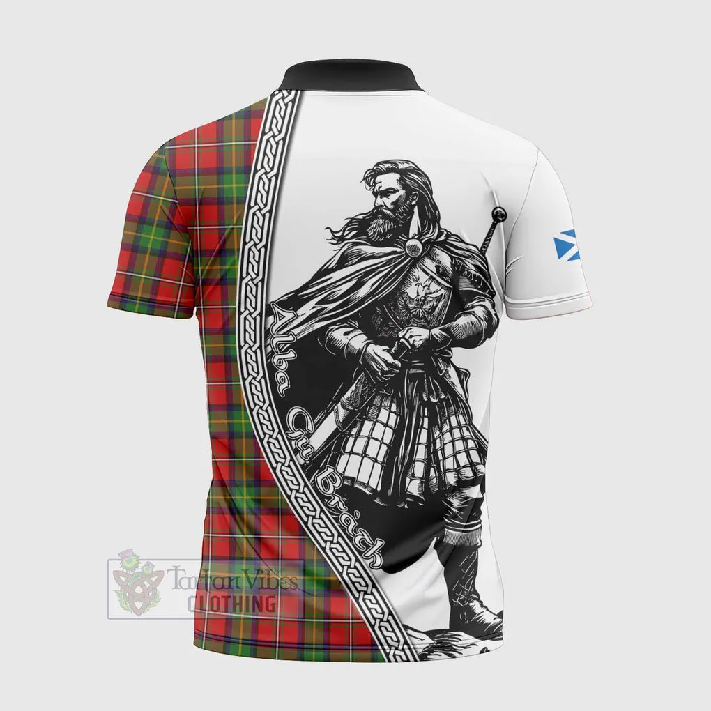 Boyd Tartan Clan Crest Zipper Polo Shirt with Highlander Warrior Celtic Style