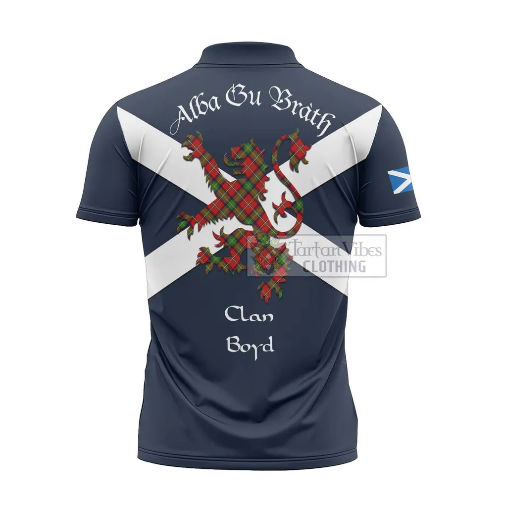 Boyd Tartan Lion Rampant Zipper Polo Shirt Proudly Display Your Heritage with Alba Gu Brath and Clan Name