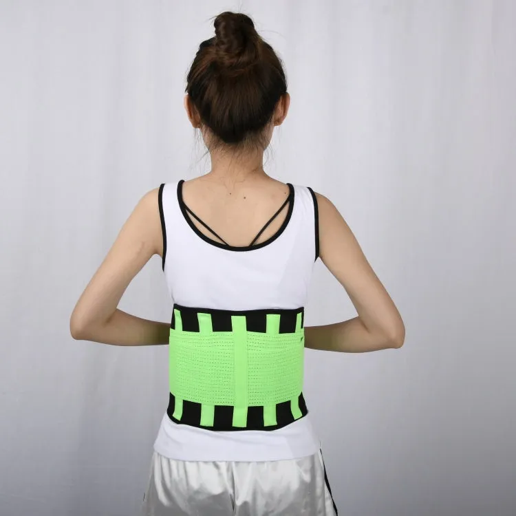 Breathable Mesh Warm Waist Belt Reinforced Steel Plate Support Sports Waist Belt, Specification: XL(Fluorescent Green)