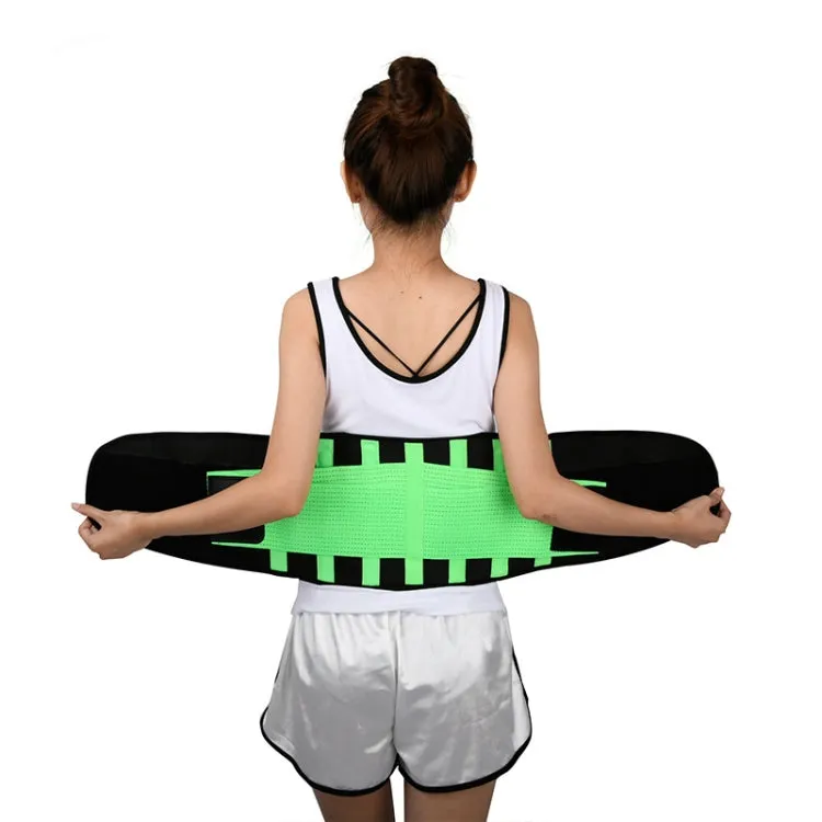 Breathable Mesh Warm Waist Belt Reinforced Steel Plate Support Sports Waist Belt, Specification: XL(Fluorescent Green)