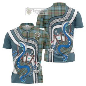 Brisbane Tartan Zipper Polo Shirt with Epic Bagpipe Style