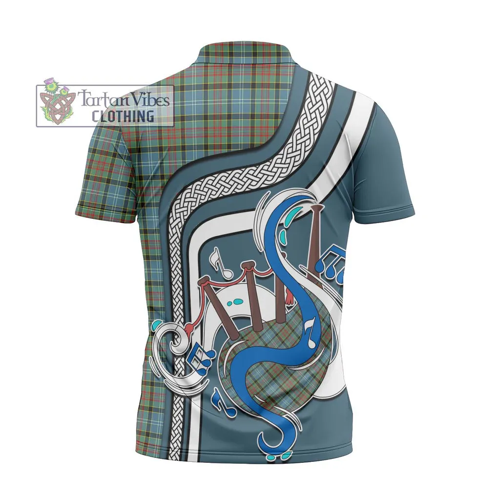 Brisbane Tartan Zipper Polo Shirt with Epic Bagpipe Style