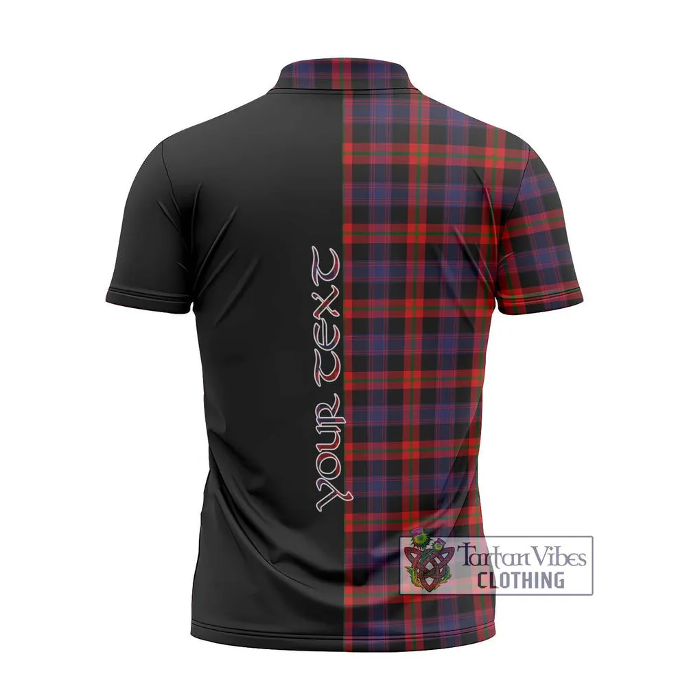 Broun Modern Tartan Zipper Polo Shirt with Family Crest and Half Of Me Style