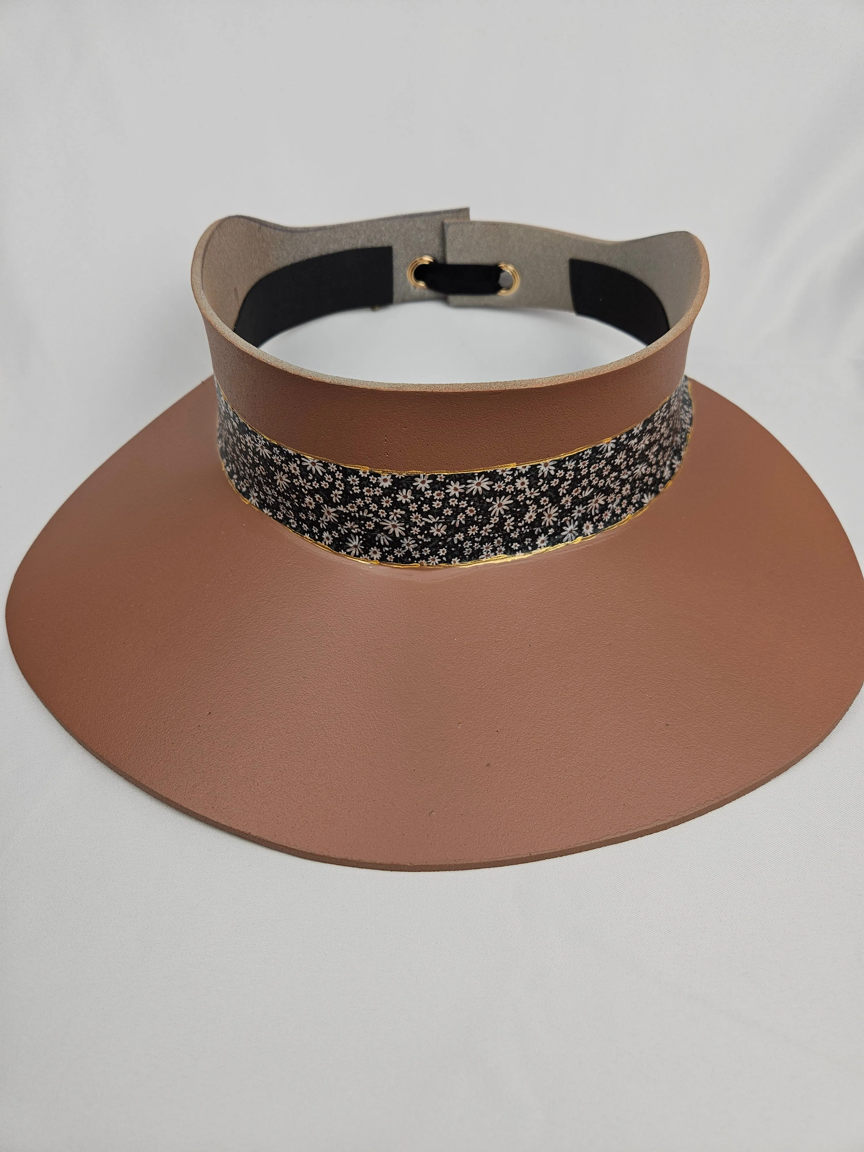 Brown "LadyEVA" Visor Hat with Black Floral Band