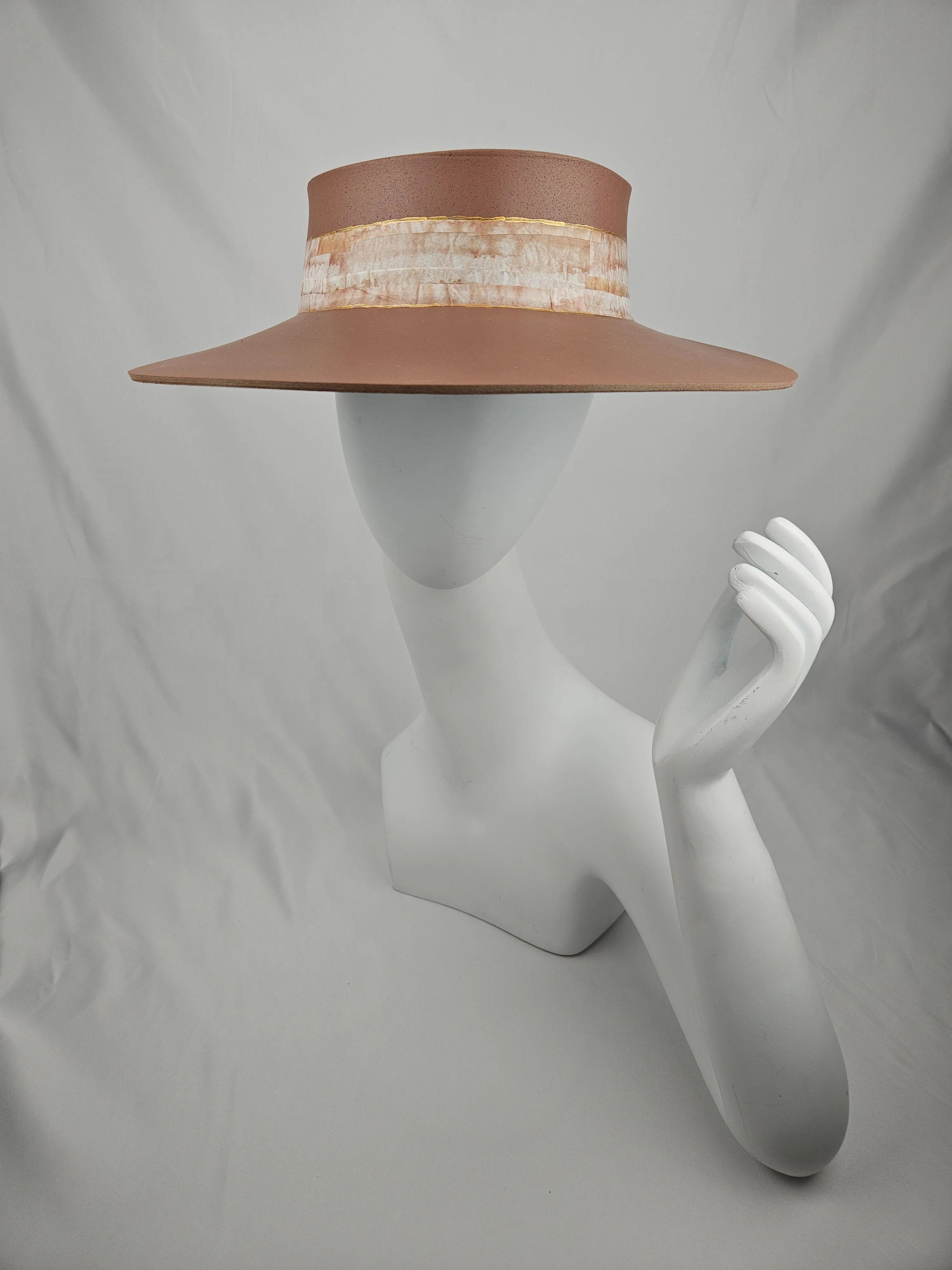 Brown "LadyEVA" Visor Hat with Neutral Marbled Band