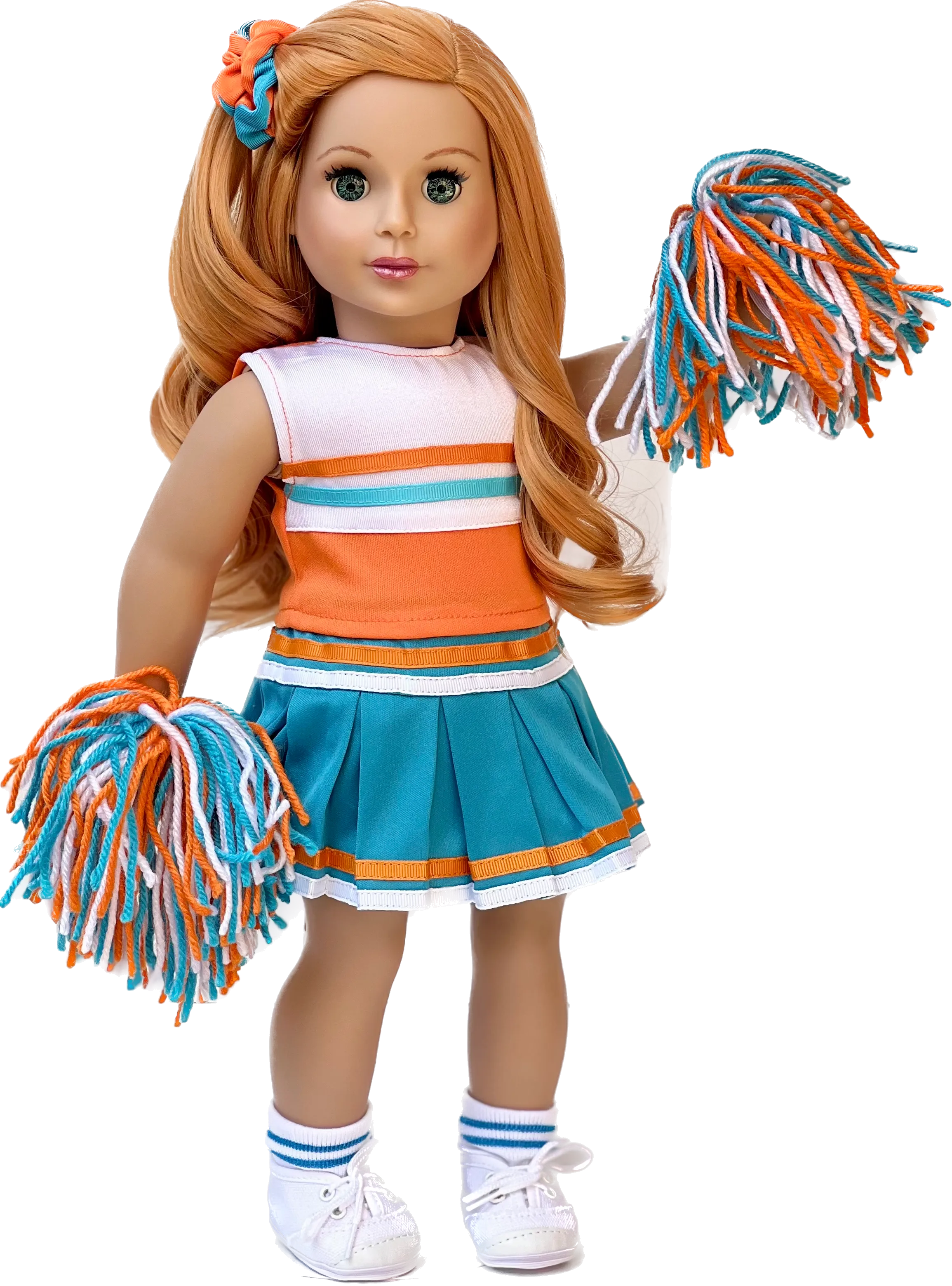 Cheerleader - Clothes for 18 inch Doll - 6 Piece Outfit - Blouse, Skirt, Headband, Pompons, Socks and Shoes