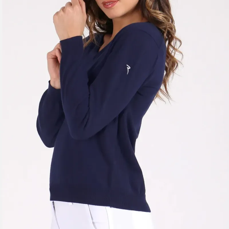 Chervò Nebbiolina Cotton V-neck Sweater - Navy