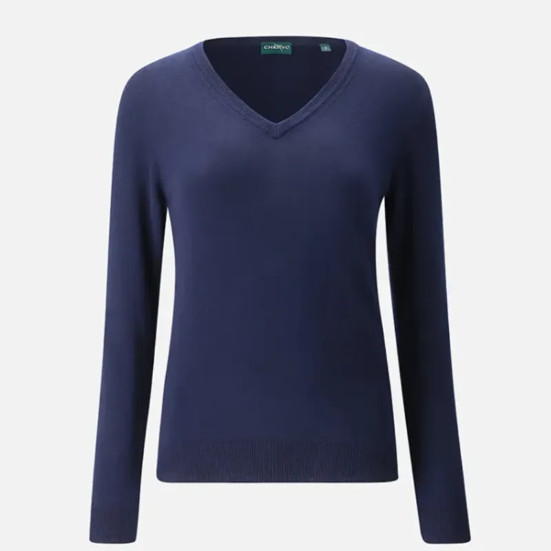 Chervò Nebbiolina Cotton V-neck Sweater - Navy