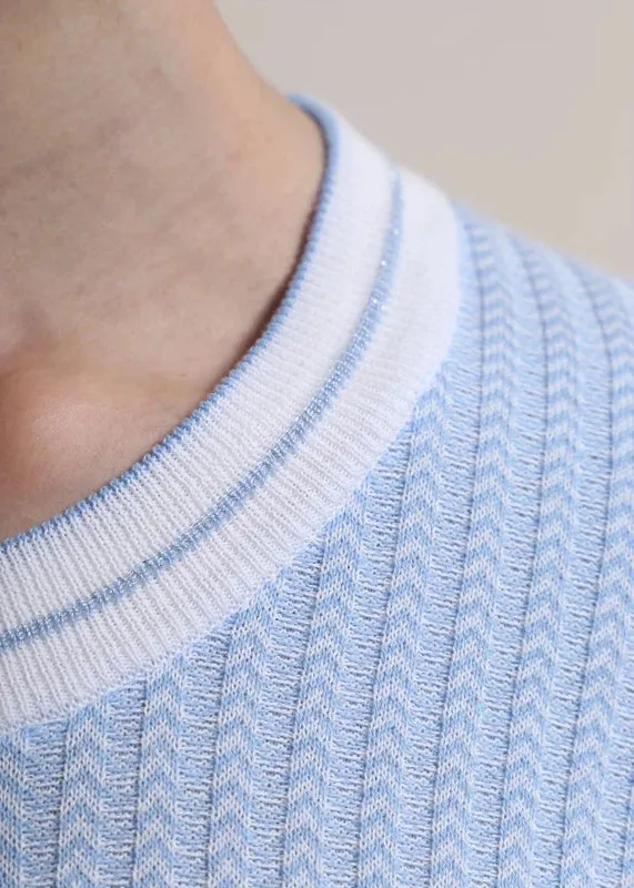 Chervò Nellie Cotton Crew Sweater - Blue/White