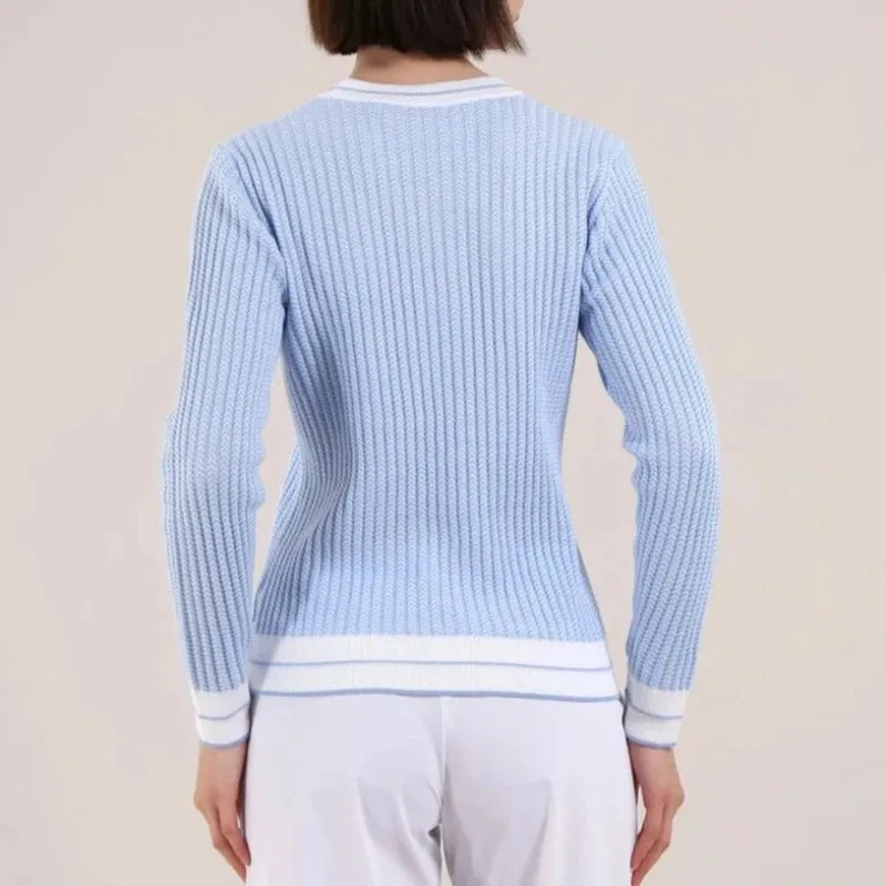 Chervò Nellie Cotton Crew Sweater - Blue/White