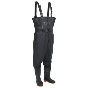 Chest Waders with Boots and Belt Black Size 39