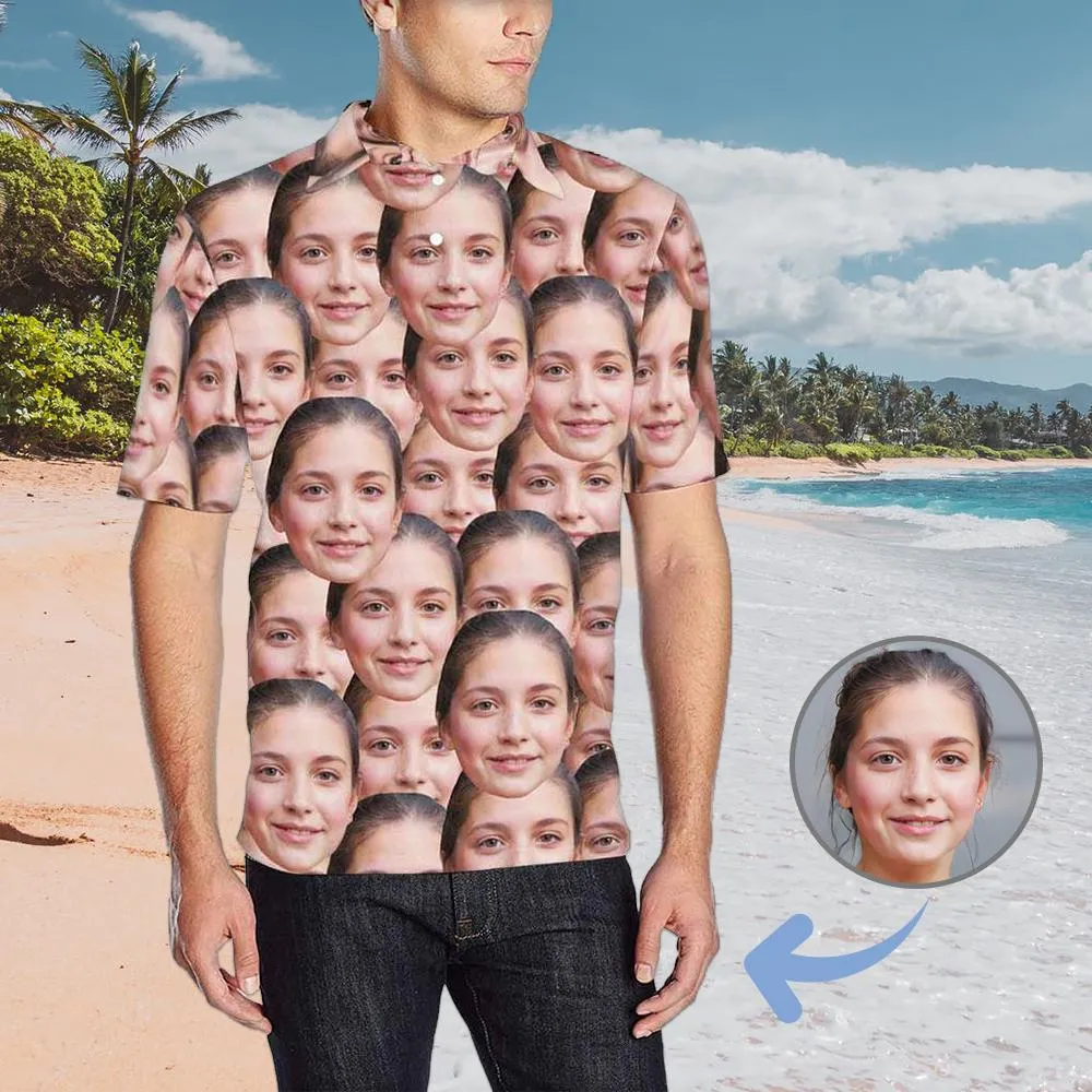 Couple Matching Shirt&Dress Custom Face Seamless Selfie All Over Print Polo Shirt Personalized Men's Golf Shirt