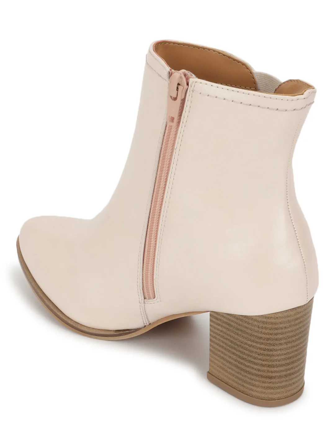 Cream PU High-End-Fashion Stylish Ankle Boots (TC-OS-BO-01-CRMPU)