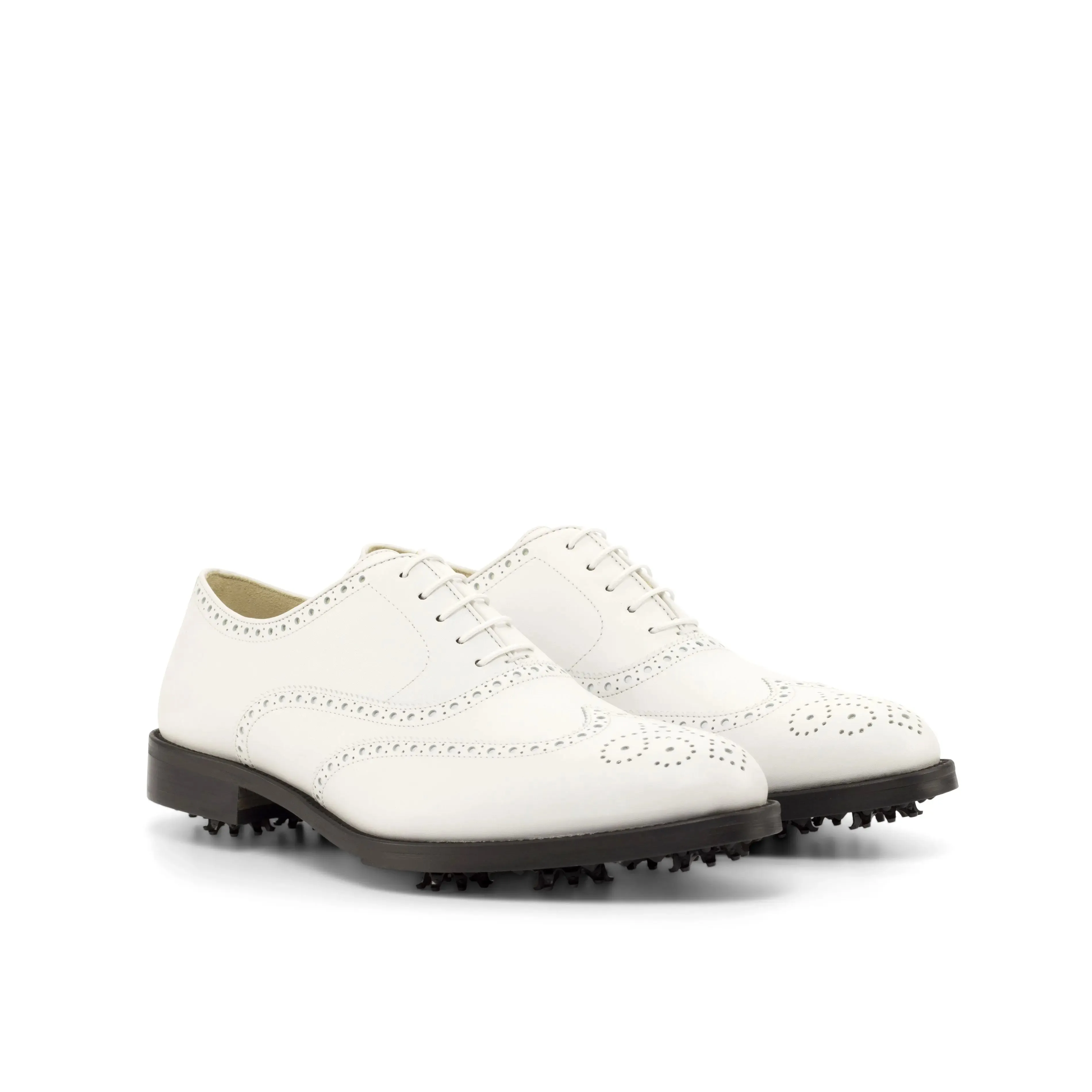 DapperFam Aeron Golf in White Men's Italian Leather Full Brogue