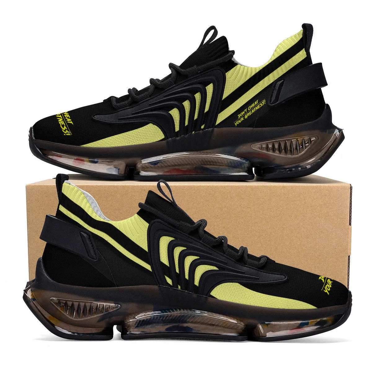 DCYG X2 Black & Yellow Air Max React Sneakers - Black