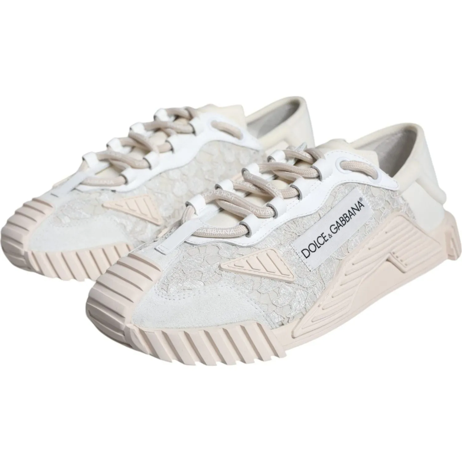 Dolce & Gabbana White Lace NS1 Low Top Sneaker Sports Shoes